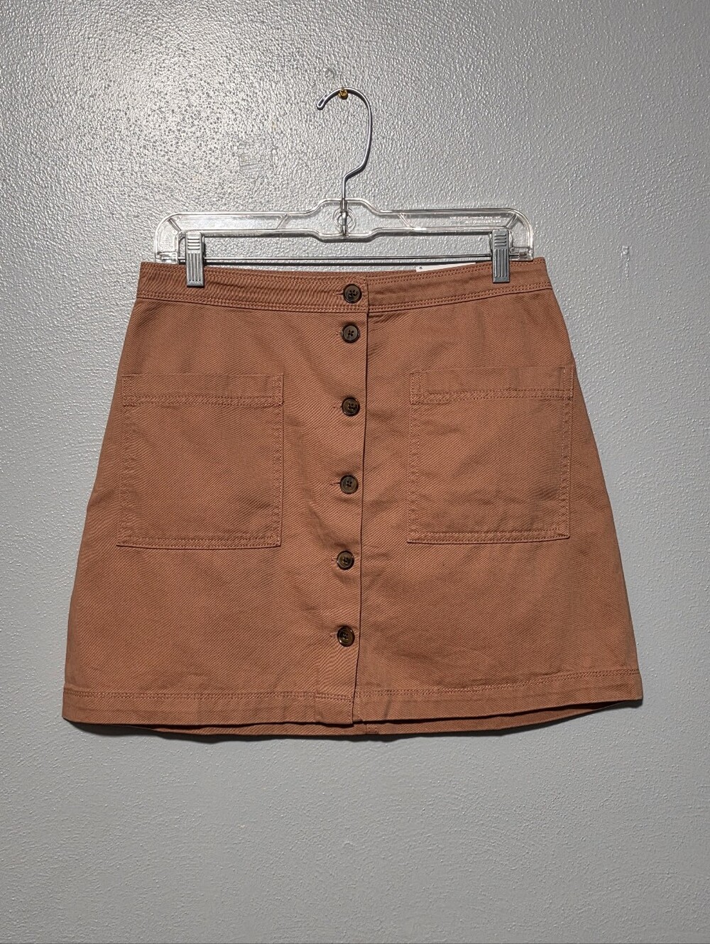 OLD NAVY Mini Skirt Womens Size 6 Tan Brown Button Front Cotton Utility Boho NWT - Picture 2 of 7
